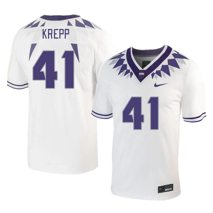 Men #41 Hunter Krepp TCU Horned Frogs 2023 College Footbal Jerseys Stitched-White